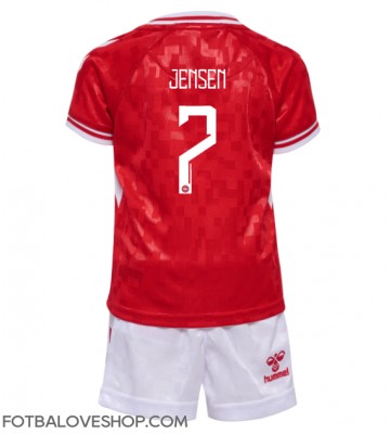 Dánsko Mathias Jensen #7 Dětské Domácí Dres ME 2024 Krátký Rukáv (+ trenýrky)